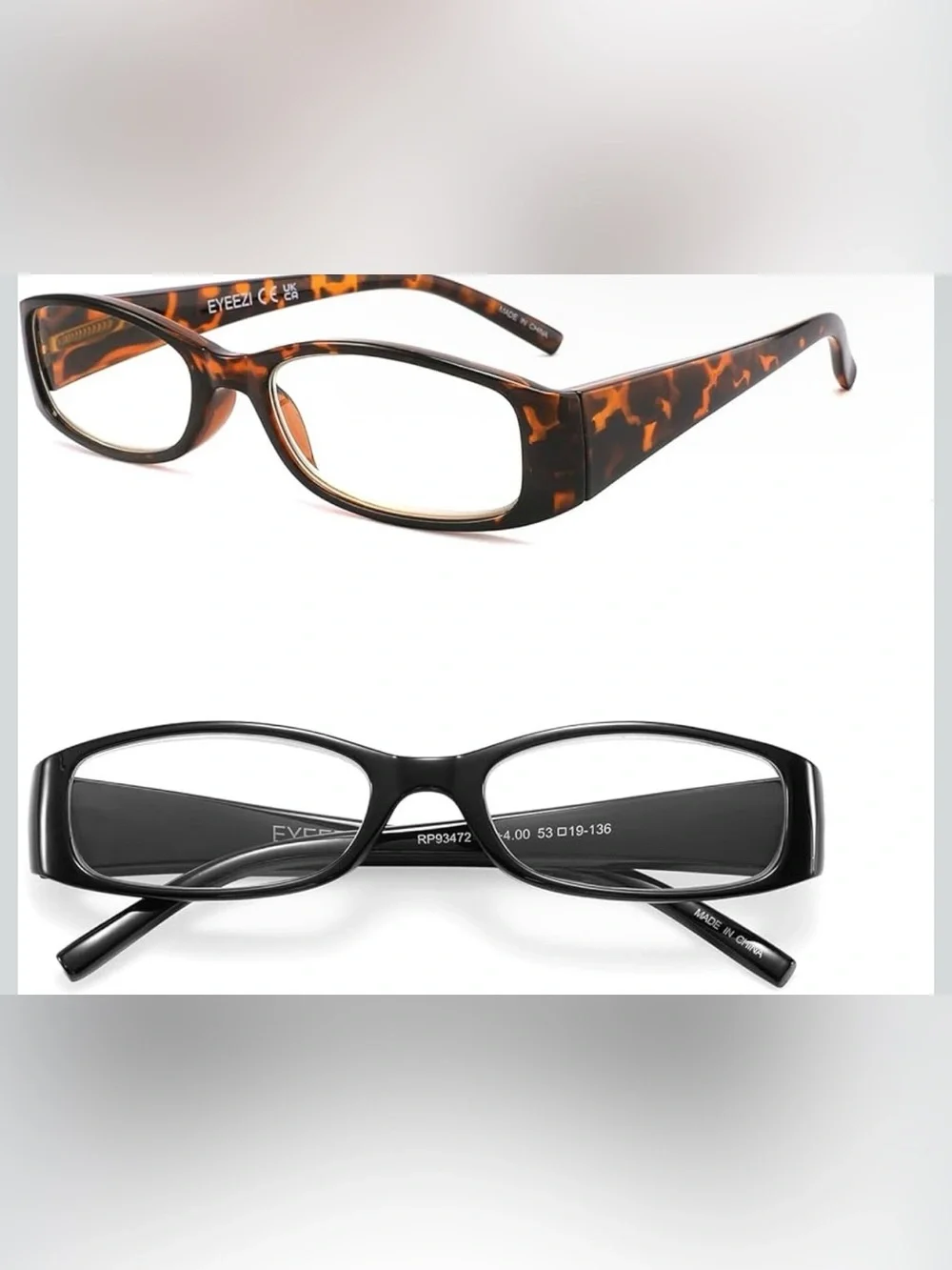 Slim Rectangle Reading Glasses - Multiple Colors